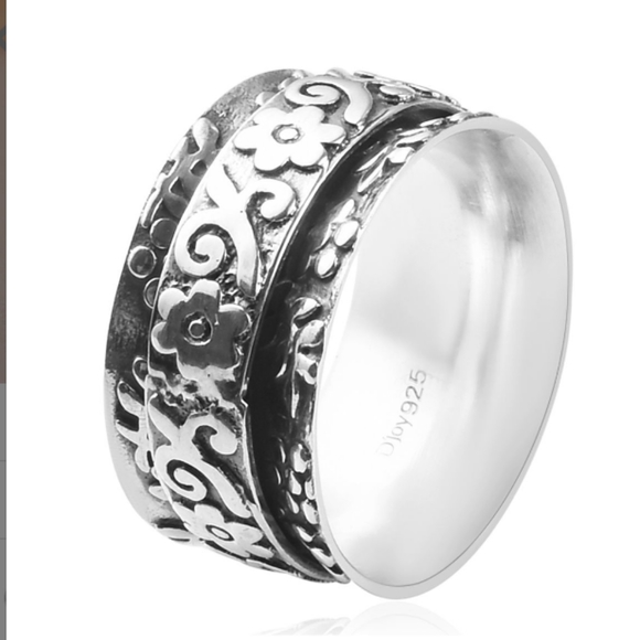 STERLING SILVER SPINNER (FIDGET) FLORAL RING - Picture 4 of 5